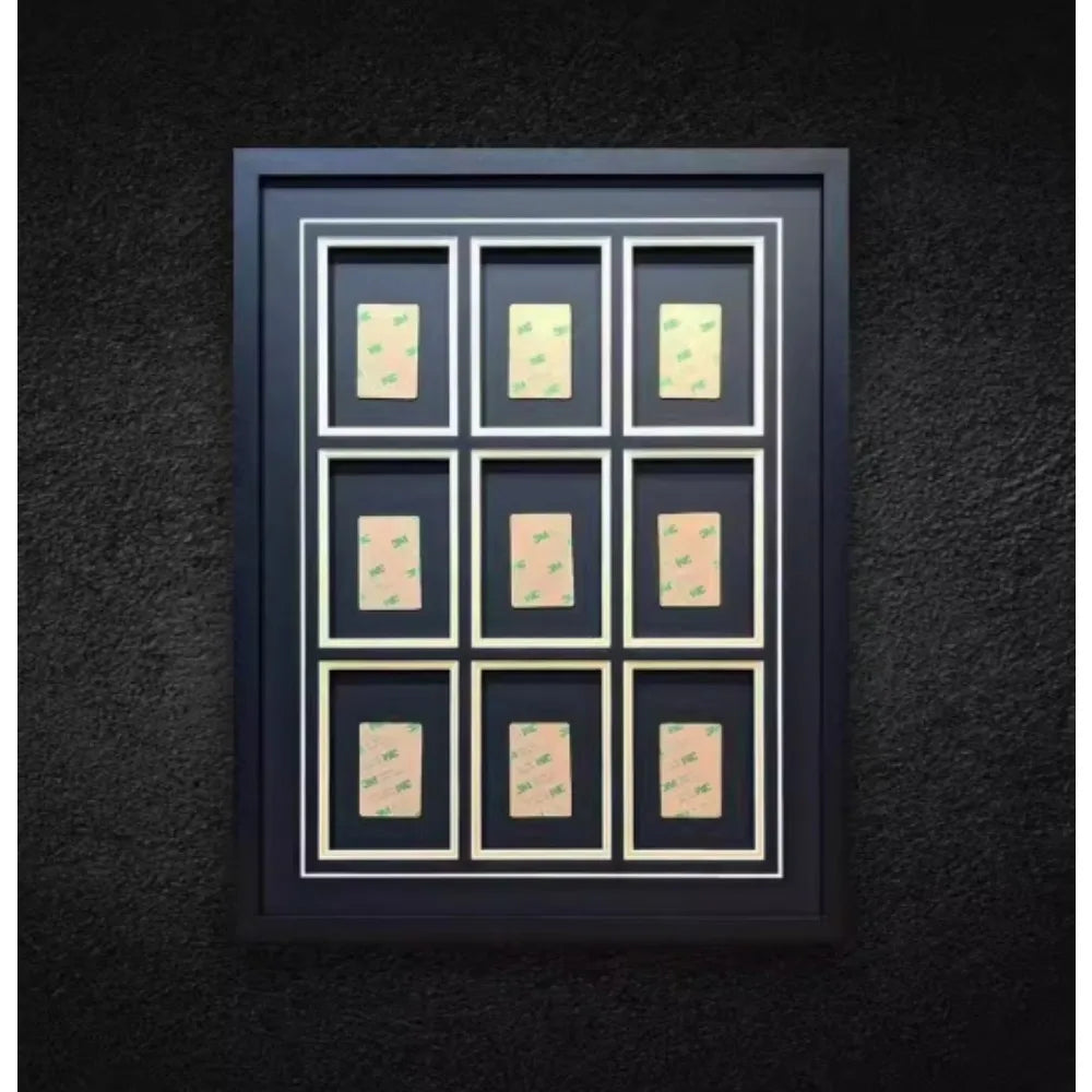 Wooden Frame 9 PSA Graded Card Slots Black